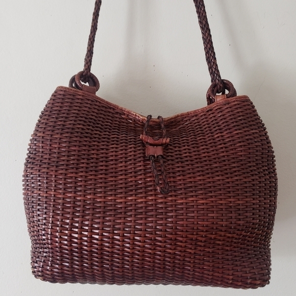 HP. Luna Borsa Genuine Leather Wicker Bag - Picture 2 of 16
